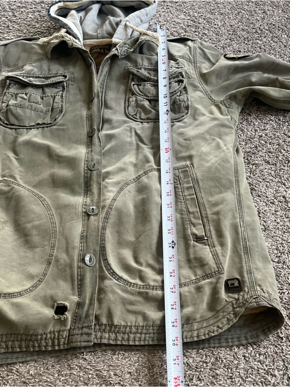 Scotch & Soda Large Women's Green Military Field Jacket Zip Up Utility M65 FLAWS - Picture 8 of 10